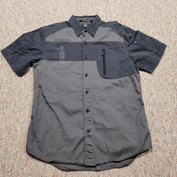 Harley-Davidson Other - Harley Davidson Shirt Mens Medium Grey Black Motorcycle Rider Mechanic Garage